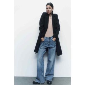 Zara Dark Grey Lapel Collar Open Coat